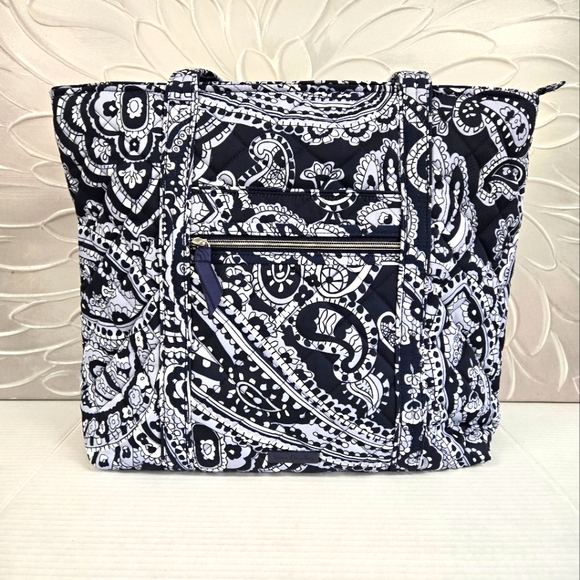 Vera Bradley Iconic Vera Tote Bag Deep Night Paisley Neutral - Picture 1 of 11